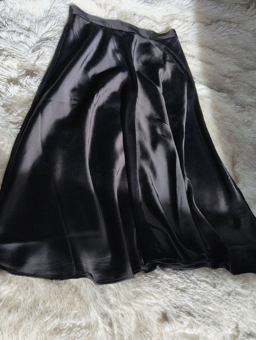 Banana Republic Black Satin Maxi Skirt, Size 2,